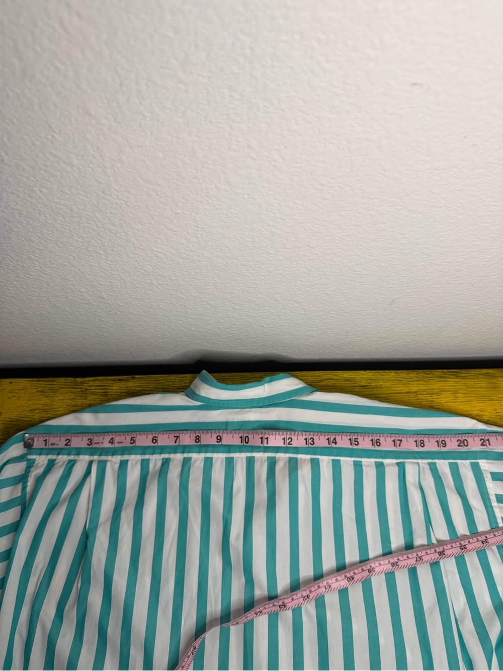 Ralph Lauren Button-Up Shirt Turquoise White Striped Long Sleeve Women’s Size 8 - Picture 8 of 9
